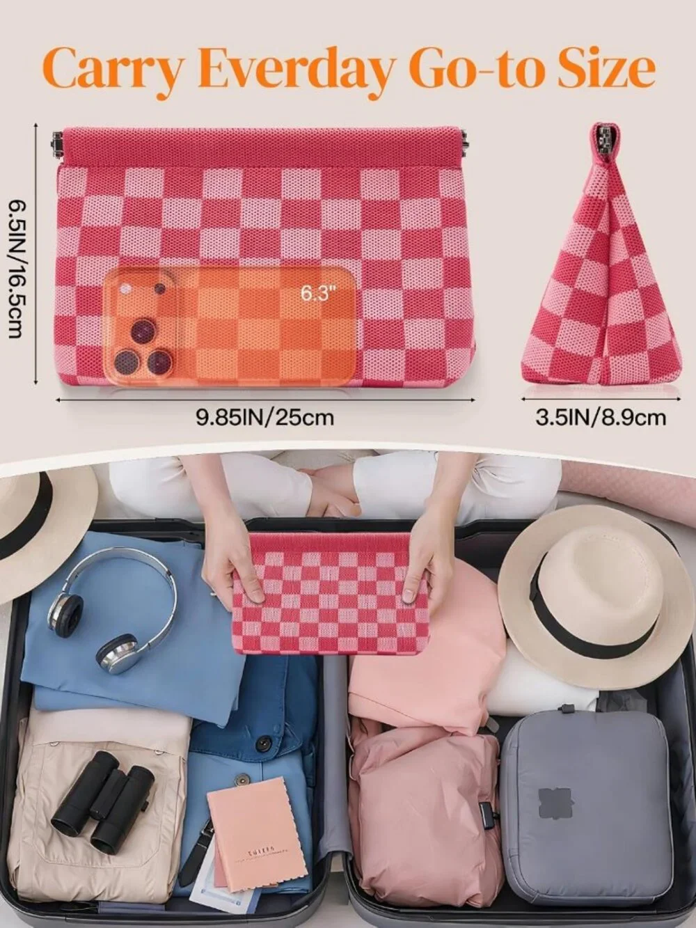 Cute Mini Makeup Bag for Purse, Travel Cosmetic Pouch & Toiletry Organizer